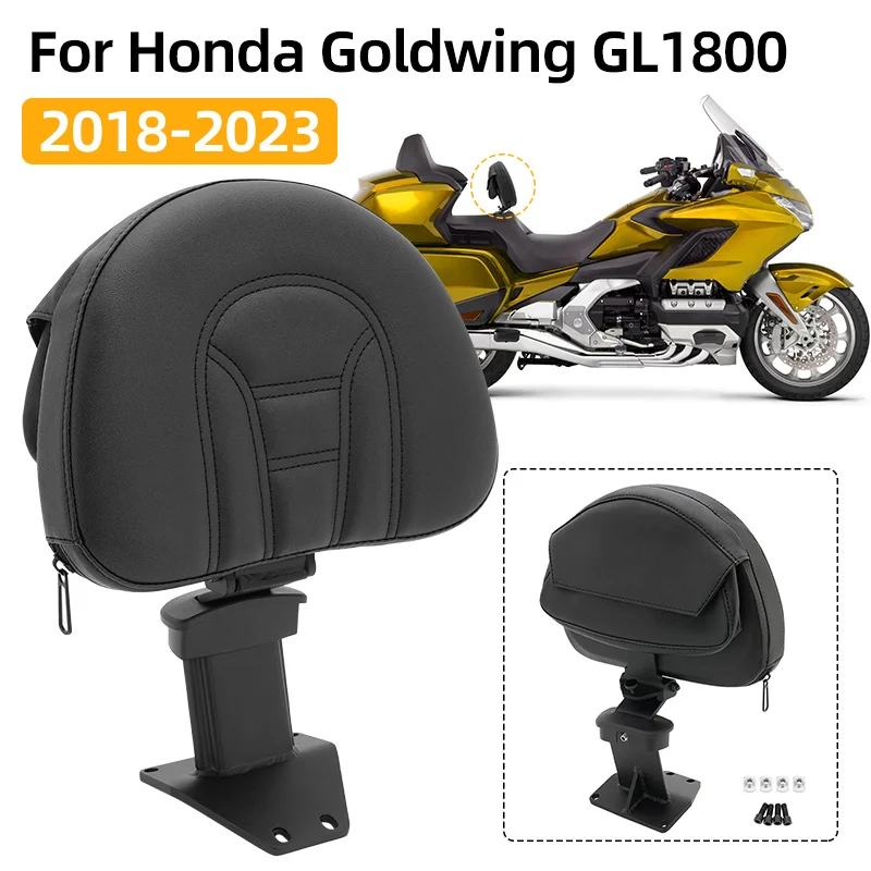 Motorcycle Black Adjustable Plug in Front Driver Rider Backrest Kit For Honda Goldwing 2018-2023 GL1800
