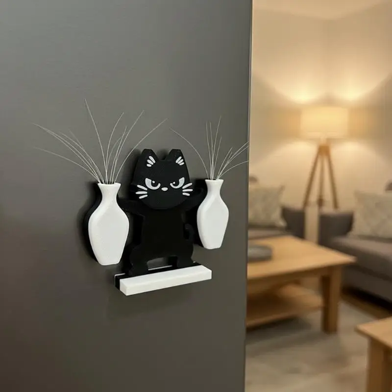 Magnetic Cat Vase Fridge Magnet Whisker Collector Double Mini Vases Animal Shaped Cute Decor for Home Kitchen Refrigerator