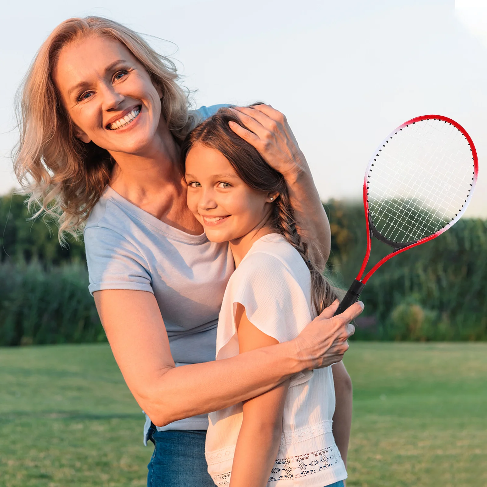 

1 set Kids Tennis Racket Set Ball Lightweight Oval Frame For Easy Control Children Outdoor Sports Beach Play Parent-Child