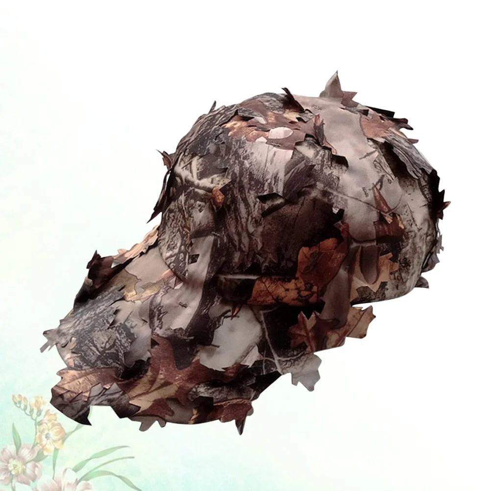 في الهواء الطلق ورقة الغابة التمويه قبعة بيسبول قابل للتعديل حزام الأشعة فوق البنفسجية حماية المحمولة للصيد الصيد السفر #4