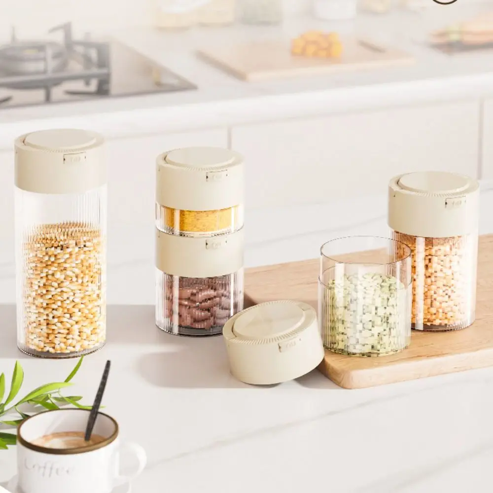 

Press Type Hermetic Containers Eco-friendly Stackable Food Storage Jars Clear Food Jars Durable Sealed Container Pantry