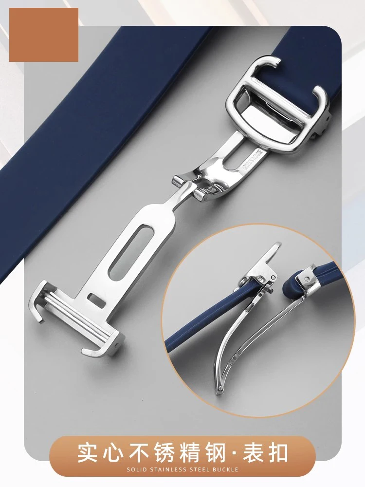 For Cartier Santos strap Silicone bracelet High quality Rubber watchband for Waterproof rubber band 21mm black blue wristband