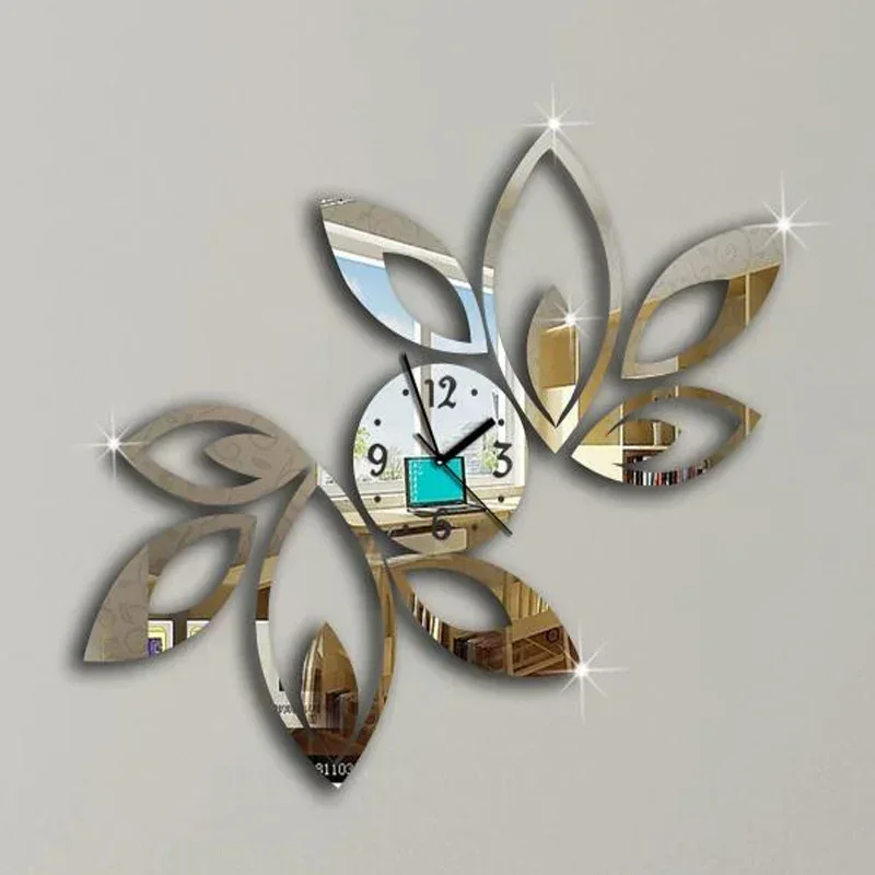 

2025 New Clock on Wall Home Decor Multicolor LeaveAcrylic Hot Sale S Mirrored Design,3d Watch Living Room,unique Gifts