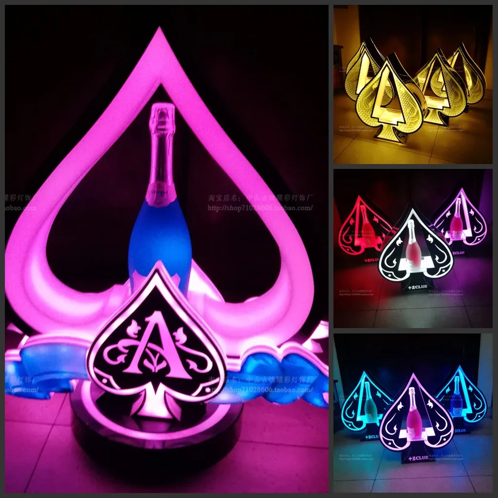 New Luminous Spades A Wine Rack Champagne Ktv Bar Imported Wines Nightclub Wine Base Led Laser Wine Tray Customization Moet