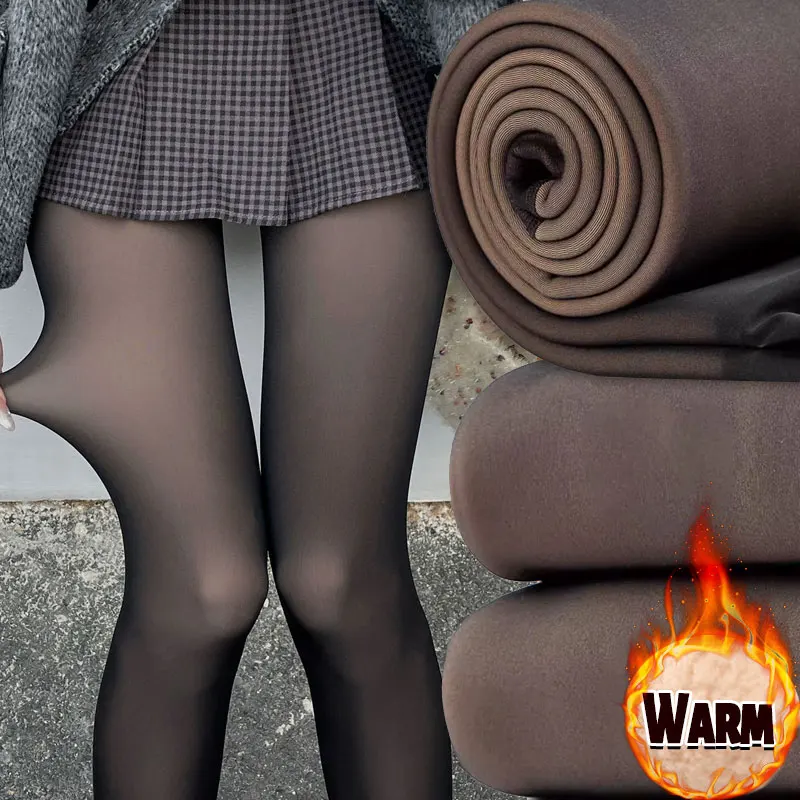 

Женские зимние флисовые бархатные термочулки с высокой талией, эластичные тонкие утепленные колготки, леггинсы, сексуальные полупрозрачные колготки