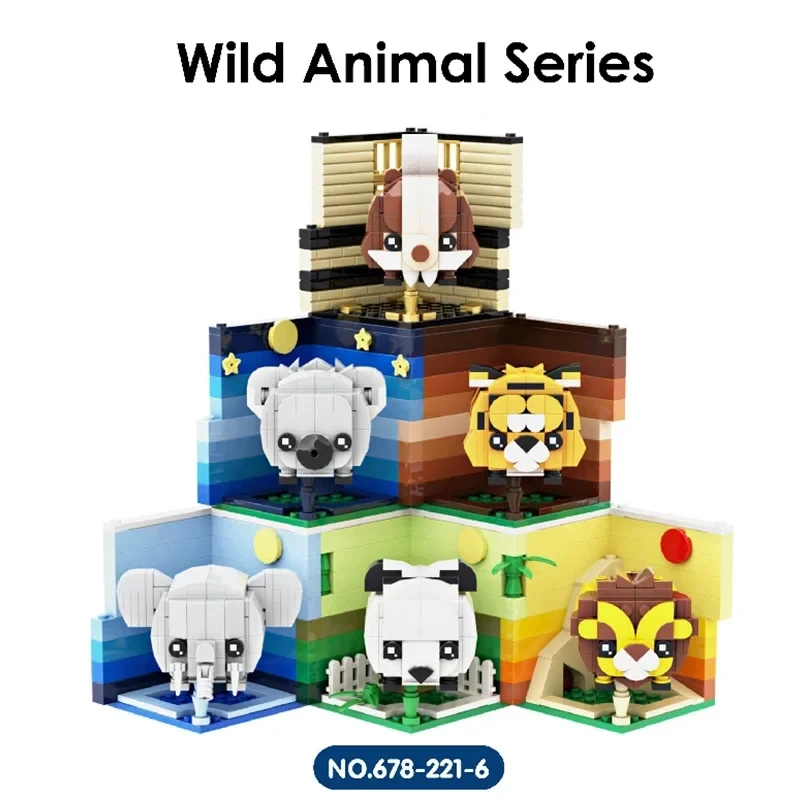 Creative Animal Building Blocks Cute Panda Koala Tiger Rabbit Chicken Model Bricks Educational DIY Toy Birthday Gift
