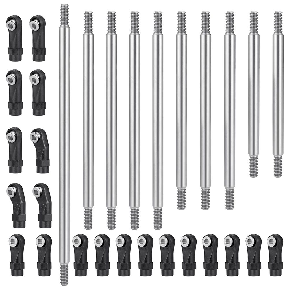 YEAHRUN 1Set Stainless Steel Linkage Steering Link Rod Set for Axial SCX10 II AXI90075 UMG10 1/10 RC Crawler Car Upgrade Parts