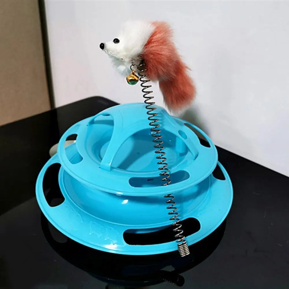 Pet Toy Cat Kitten Teaser Spring Mouse Interactive Toy Small Bell Turntable Replacement Head Feather