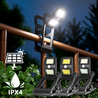 Solar Motion Sensor Lights Outdoor Waterproof With Clamp 3 Modes For Garden Camping Fence Garage Security Work Light LED