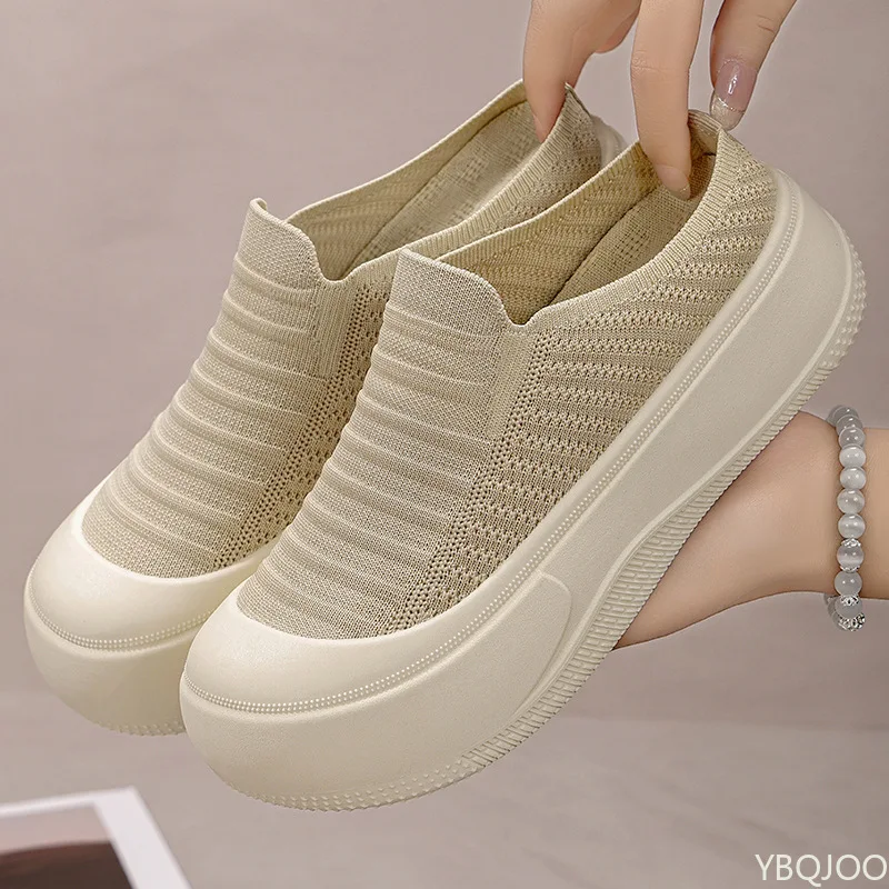 여름 통기성 두꺼운 밑창 신발 토캡 플립플랍 얕은 입구 키높이 신발 미니멀리스트 패셔너블 다용도 스포츠 신발