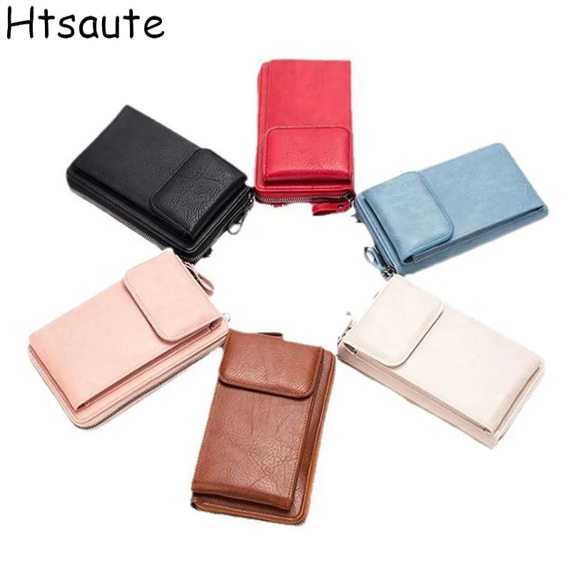 Fashionable outdoor sports women phone bags brands designer PU leather portable Single shoulder mobile phone change chest bags