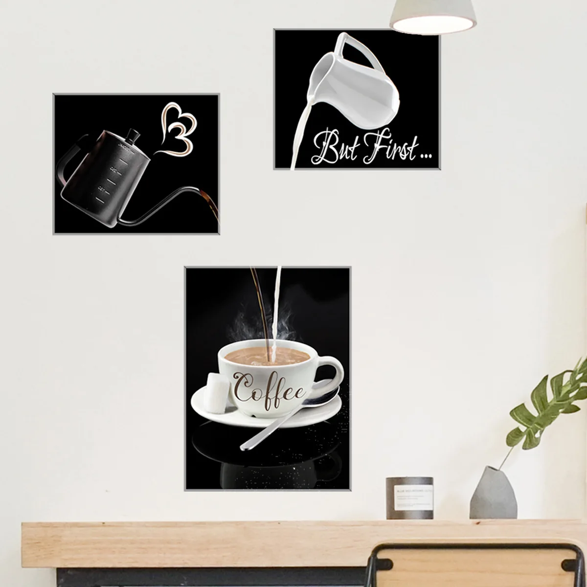 Nordic Style Coffee Cups Wall Stickers for Living Room Office Pantry Kitchens Home Decoration Self-adhesive Wall Decals Bedroom