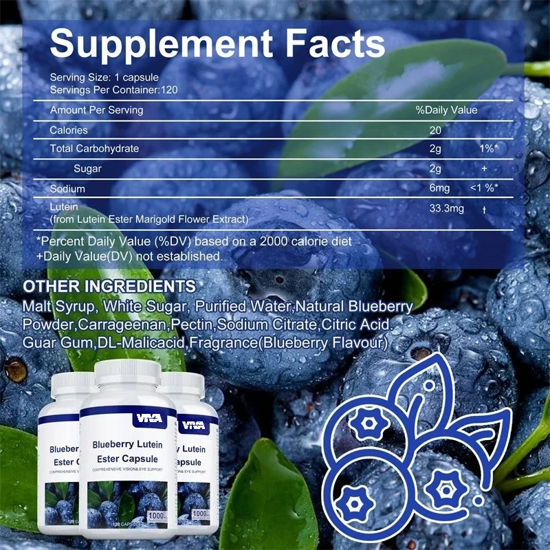 Blueberry Lutein Ester Capsule - Promotes Eye and Vision Health, Relieves Eye Fatigue, and Supports Retinal and Macula Health