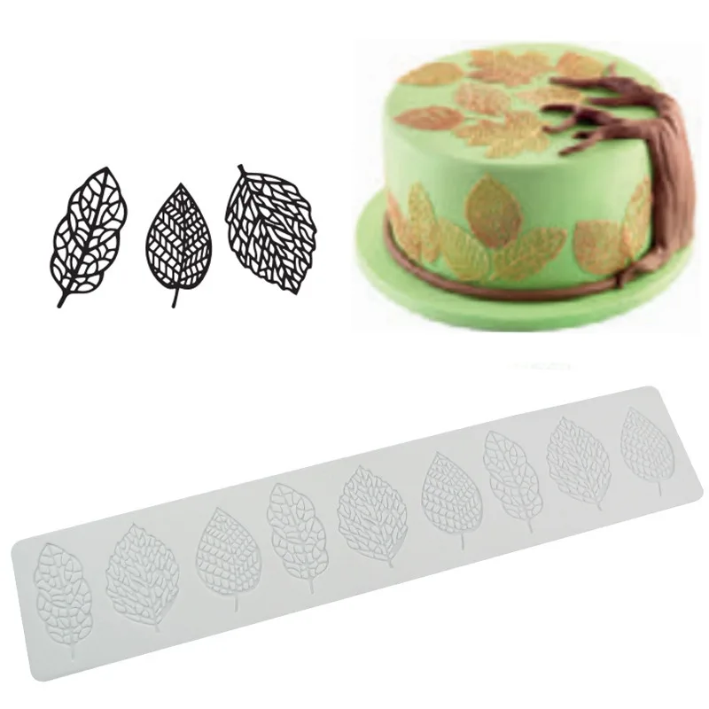 Fondant Lace Silicone Mat for Cake Baking Decoration Hollow Leaf Mould Flexible Non-stick Tray Suitable for Dessert Sugar Art