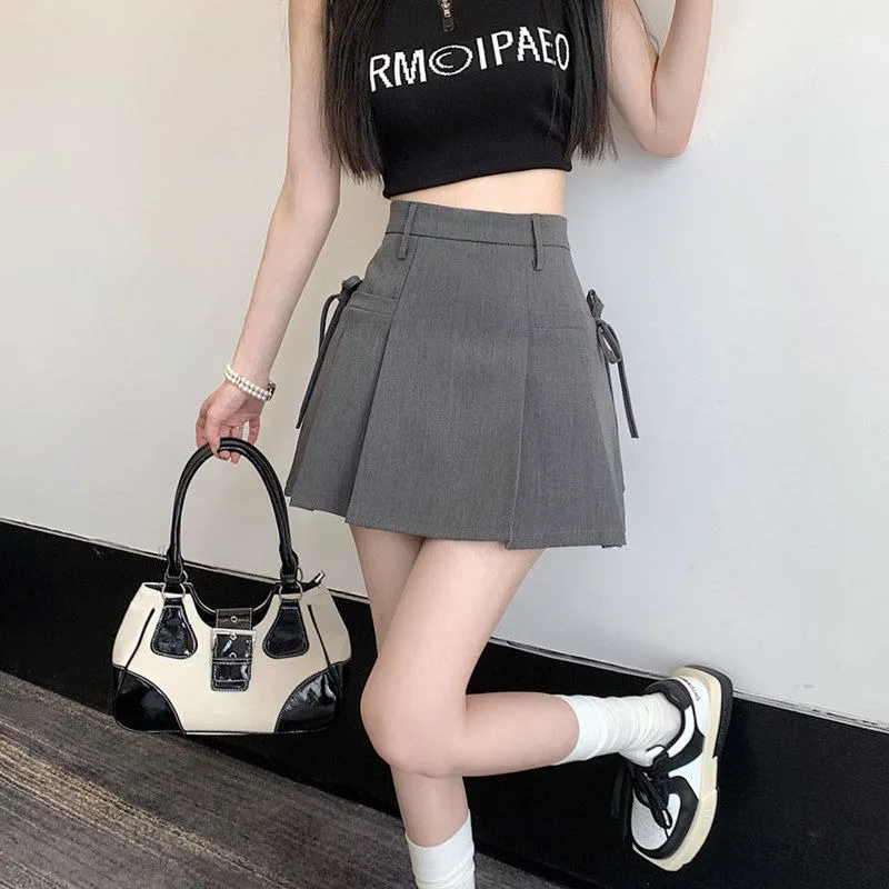 

Юбки женские летние на шнуровке в консервативном стиле плиссированные Faldas Mujer корейский мини-дизайн универсальные студенческие женские популярные простые ампирные