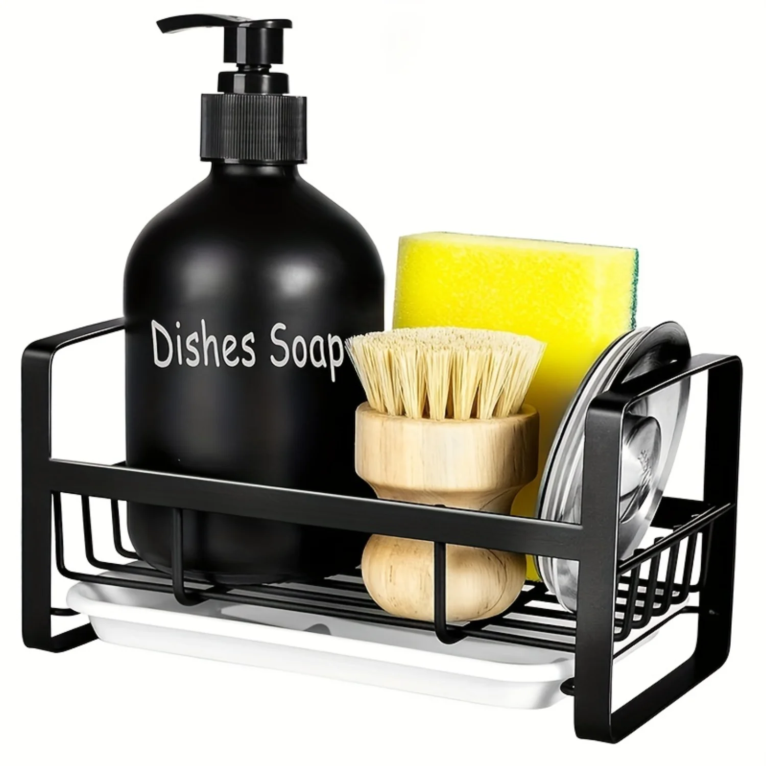 

1pc Sink Caddy and Sponge Holder with Drain Tray - Organize Your Kitchen Sink Counter with Dish Drying Rack for Sponge, Brush, a