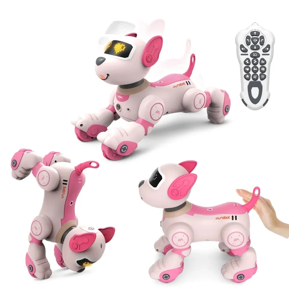 Robot électrique pour animaux de compagnie, chien cascadeur, marche, tactile intelligent, interaction sensible, jouets pour enfants, orange, rose, noir