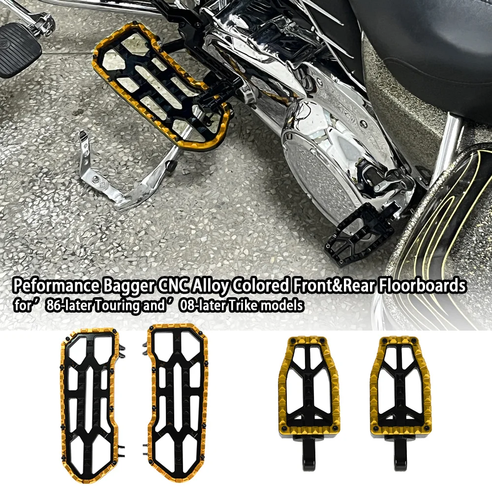 

Performance Bagger CNC Alloy Red Driver Front Floorboards&Rear Passenger Footpegs for Harley ’86-later Touring & ’08-later Trike