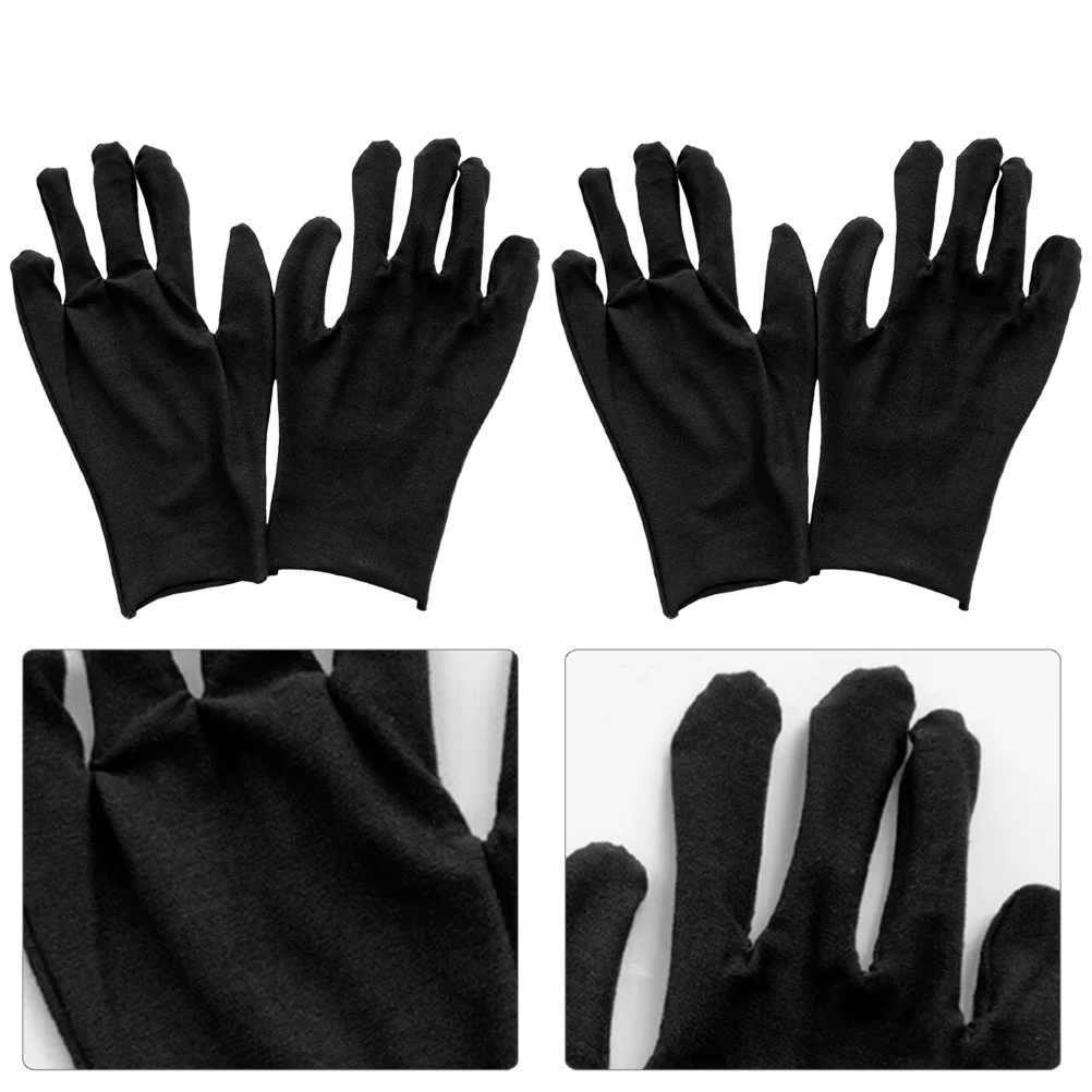 

12Pairs Cotton Gloves Labour Protection Thick Durable Anti-Skid Waterproof Working Gloves Hand Safety Breathable Black Thin M