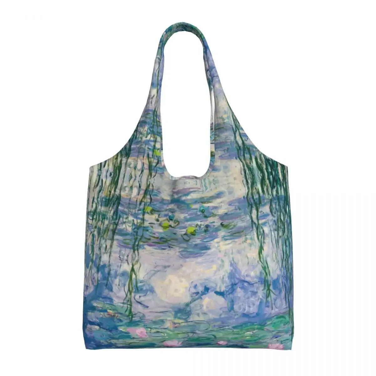 

Water Lilies Claude Monet Fine Art Groceries Tote Shopping Bag French Painter Art Canvas Shopper Shoulder Bags Capacity Handbag