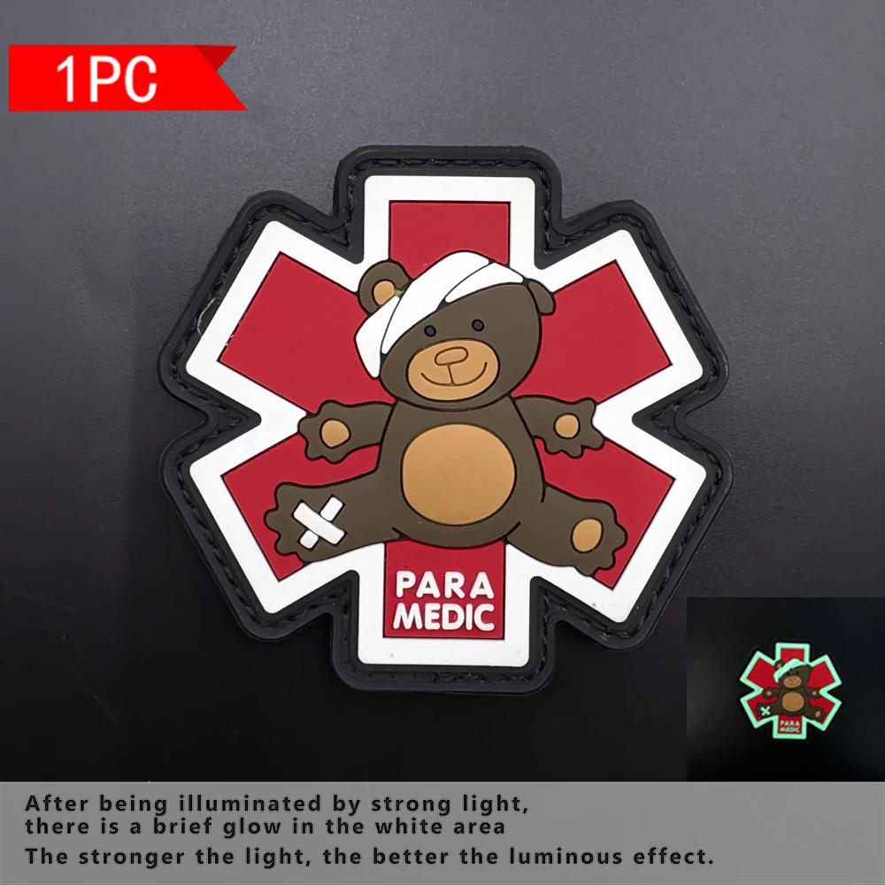 Multi-Petal Star-Shaped Soft Cute Bear Pattern Pvc Irregular Patch with Velcro on the Back, DIY Decorative Patch for Bags and Clothing, Comes with Matching Felt Badge Accessories