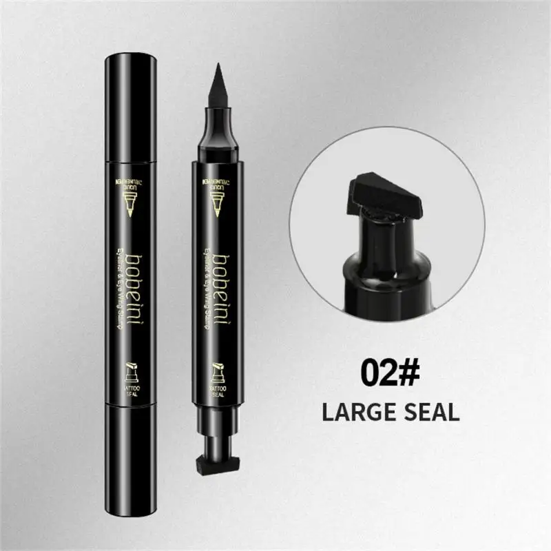 2 In1 czarny Eyeliner w płynie stempel oczy kobiety makijaż wodoodporny szybko trwałe kosmetyki czarne stemple Eyeliner Pen 2023 New