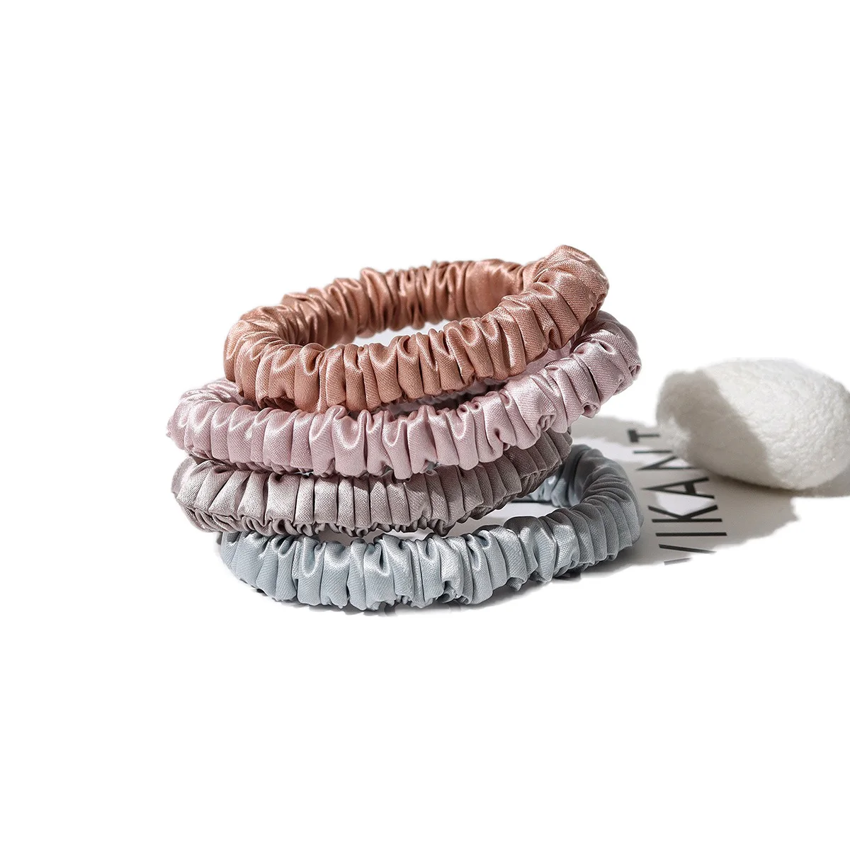 6個入り-シルクヘアタイ-小さいサイズ-22匁-100-純粋桑絹シュシュ-女性用-女の子用-細い髪用-睡眠用シュシュ