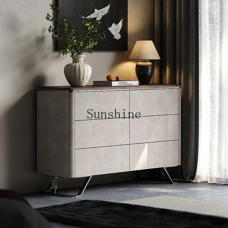 

Italian light luxury solid wood six chest cabinet large flat layer household drawer haute couture storage