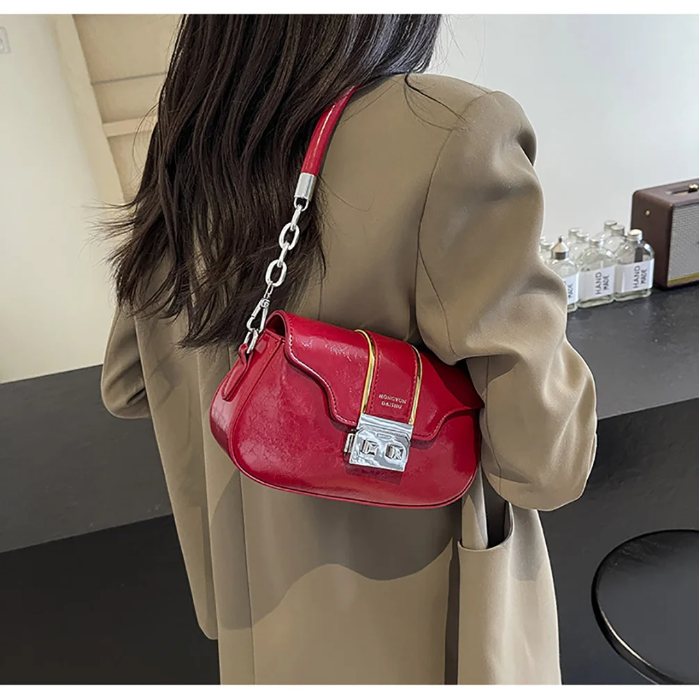 

Кожаная лоскутная женская сумка на плечо с текстурированной квадратной пряжкой, сумки для тела, американская повседневная модная женская сумка