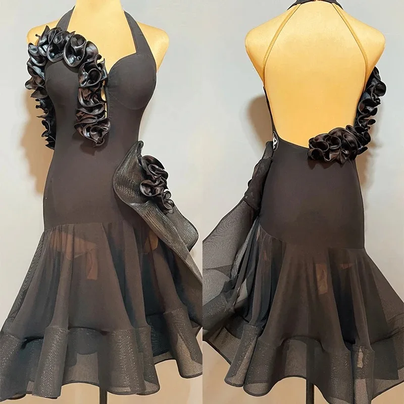 

Latin Dance Competition Dress Women Sexy Halter Backless ChaCha Dance Performance Wear Professional Latin Dance Dresses DL10839