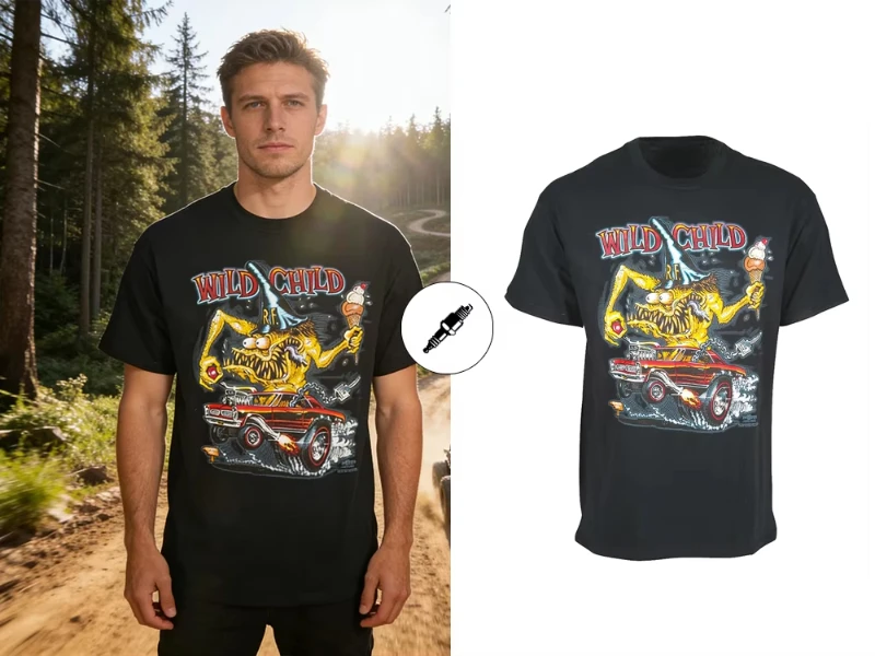 Vintage Monster Car Graphic T Shirt Men Women 100% Cotton Lo