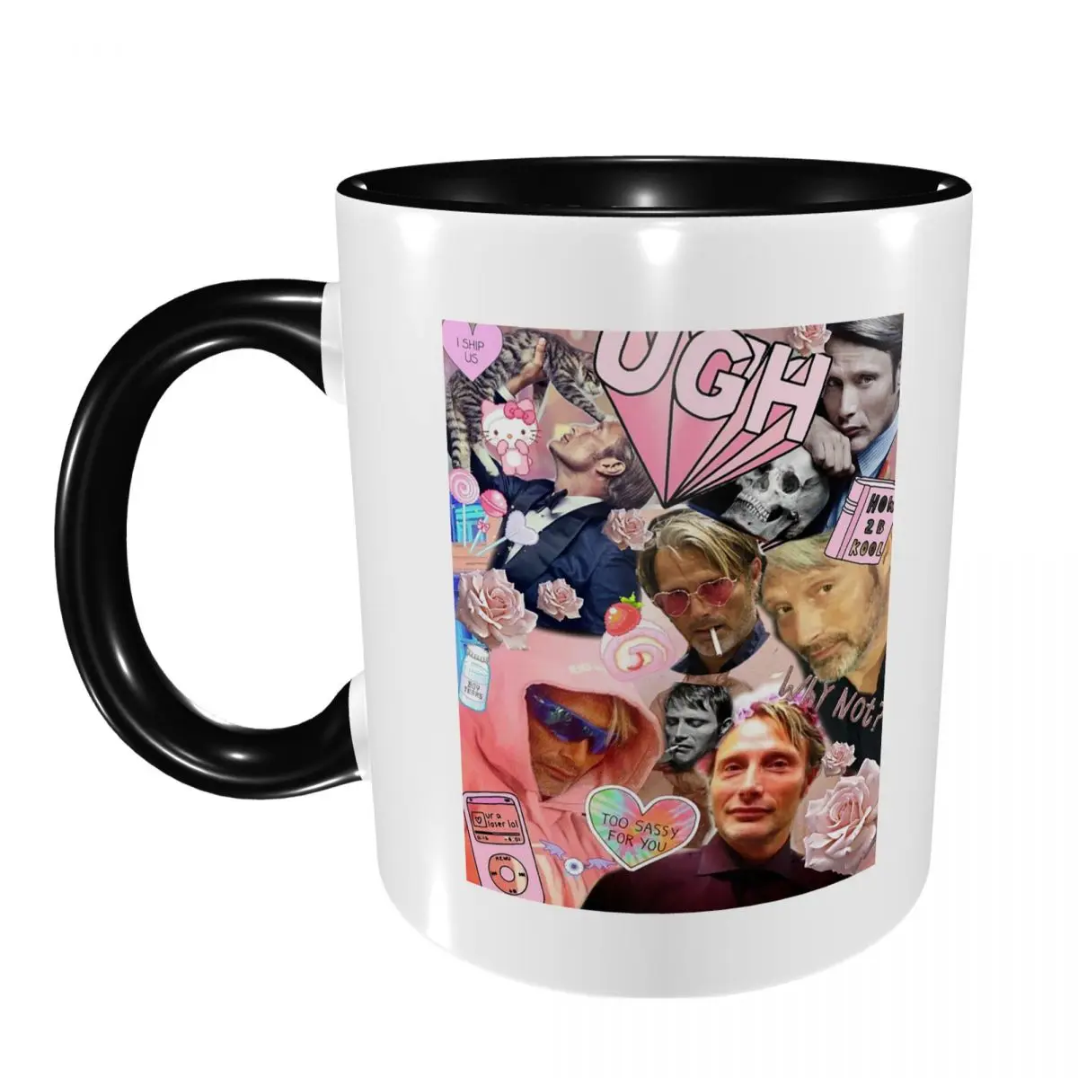 Mads Mikkelsen Collage Greeting Card36 Mug Funny Ceramic Coffee Cups Tea Mugs Milk Cup Drinkware Gift for Woman Man