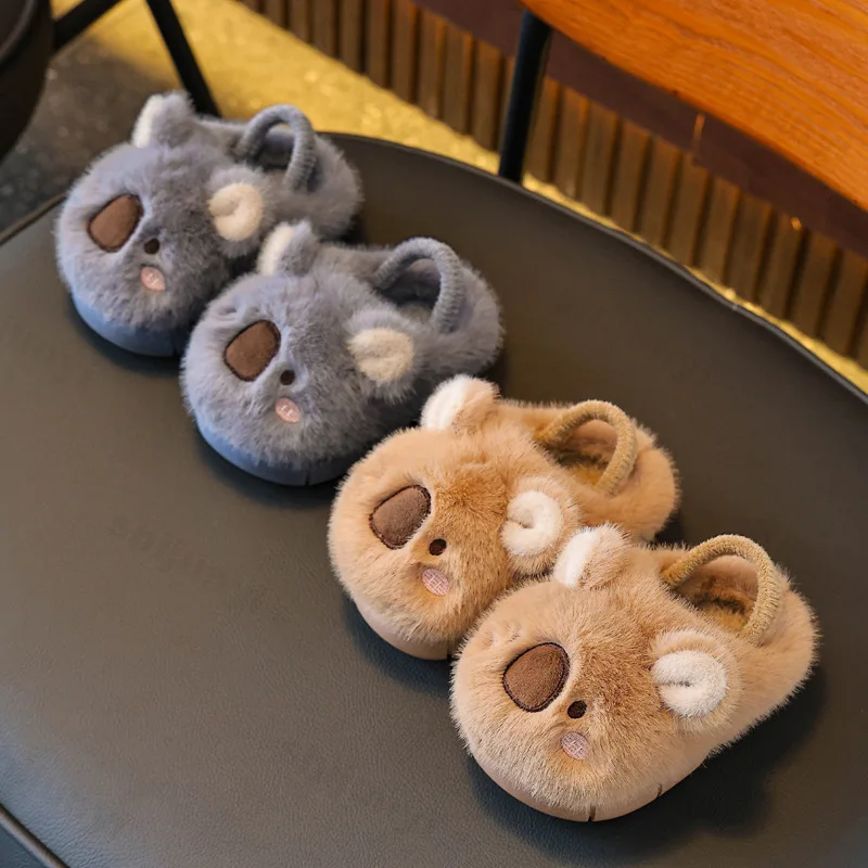 

Children Slippers Cute Cartoon Fluffy Baby Cotton Slippers 2025 Winter New Warm Comfortable Indoor Plush Floor Home Slippers