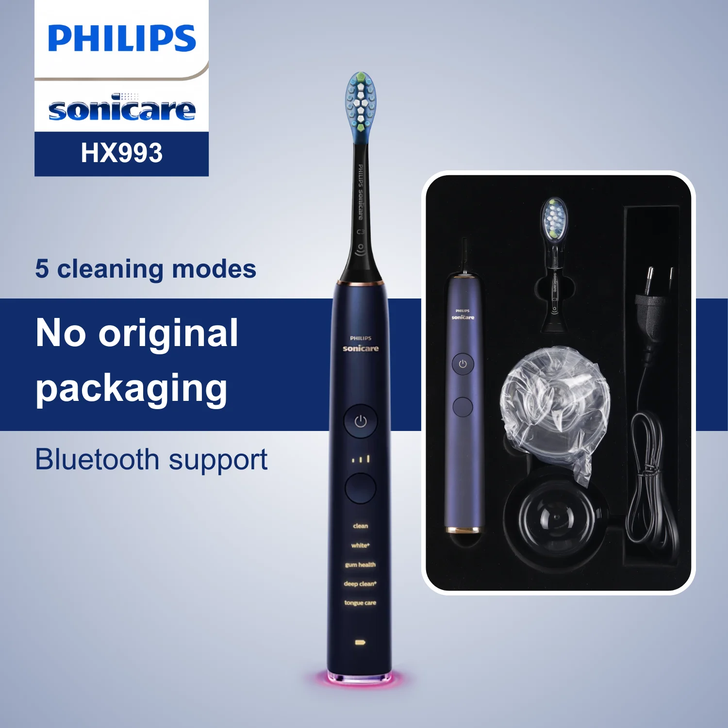 

Philips Sonicare Electric Toothbrush HX993, No Original Packaging, Bluetooth Connectivity, 5 Modes