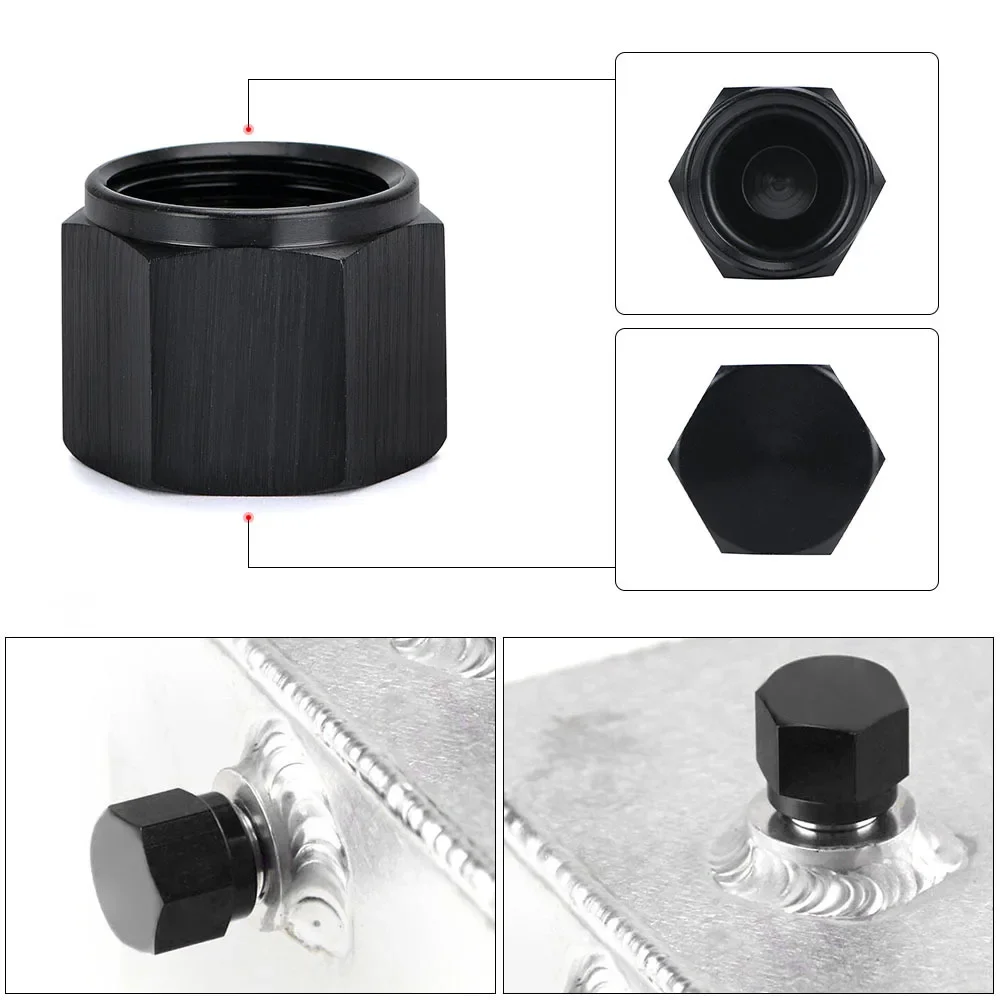 AN 6 AN 8 AN 10 Female Flare 45 Sealing Cap Nut Fitting Black