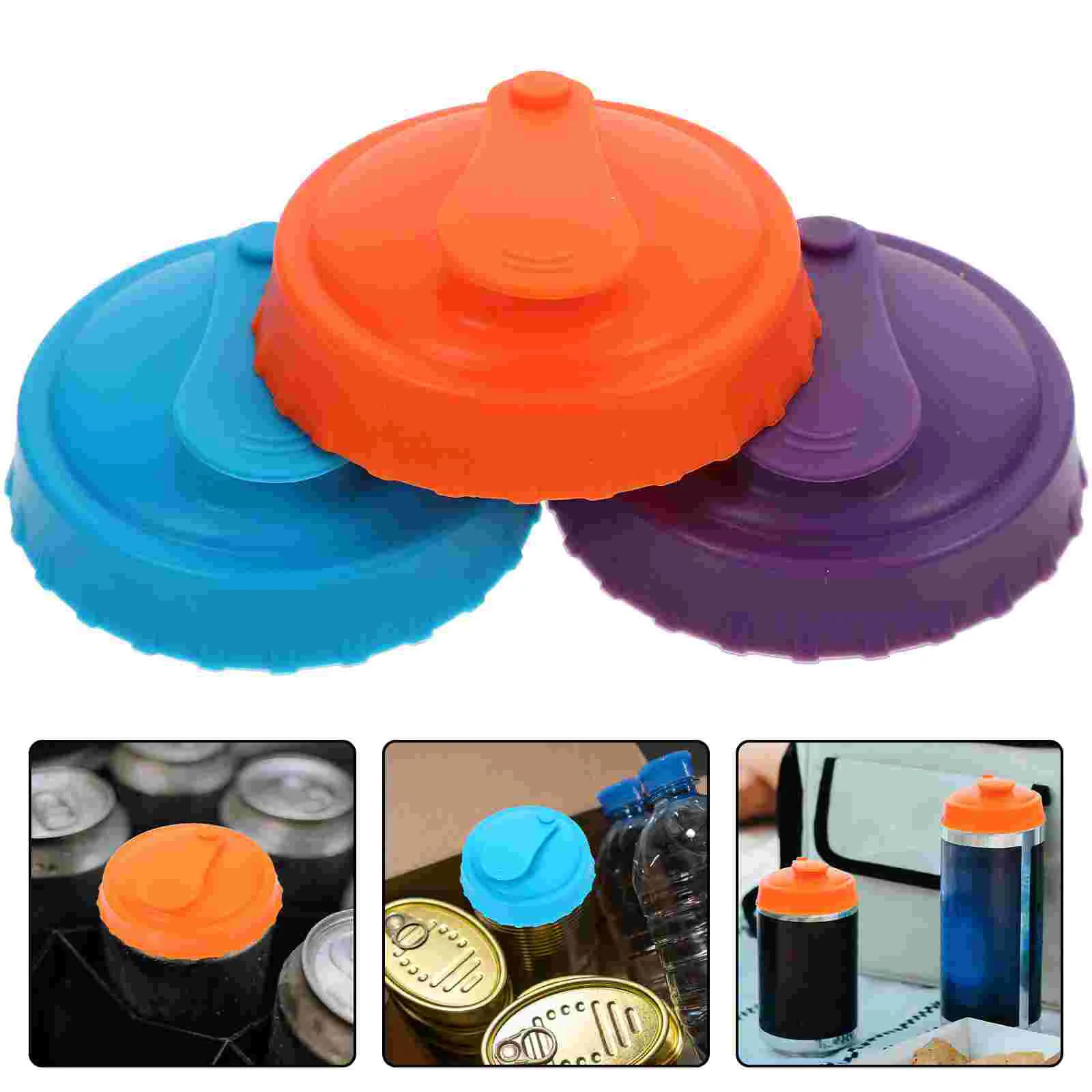 3 Pcs Silicone Can Lids Reusable Pop Can Lids For Standard Size Cans Soda Silicone Can Tops For Soda Beer Juice Drinks Beverages