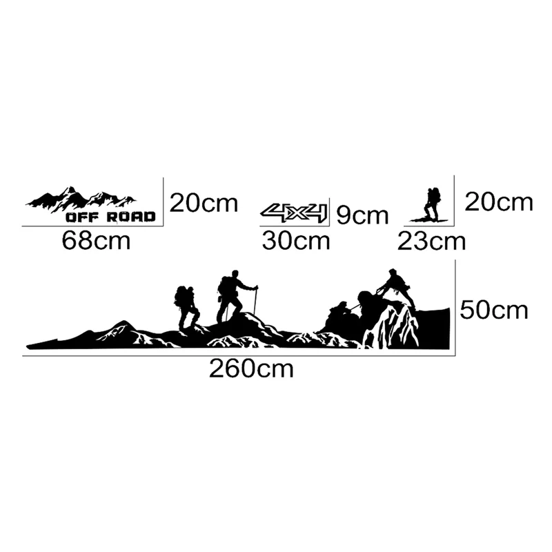 

A95E-16PCS Car Door Side Body Stickers For Ford Ranger Raptor F150 F-150 Off Road 4X4 Climber Pickup DIY Auto Decals Sticker