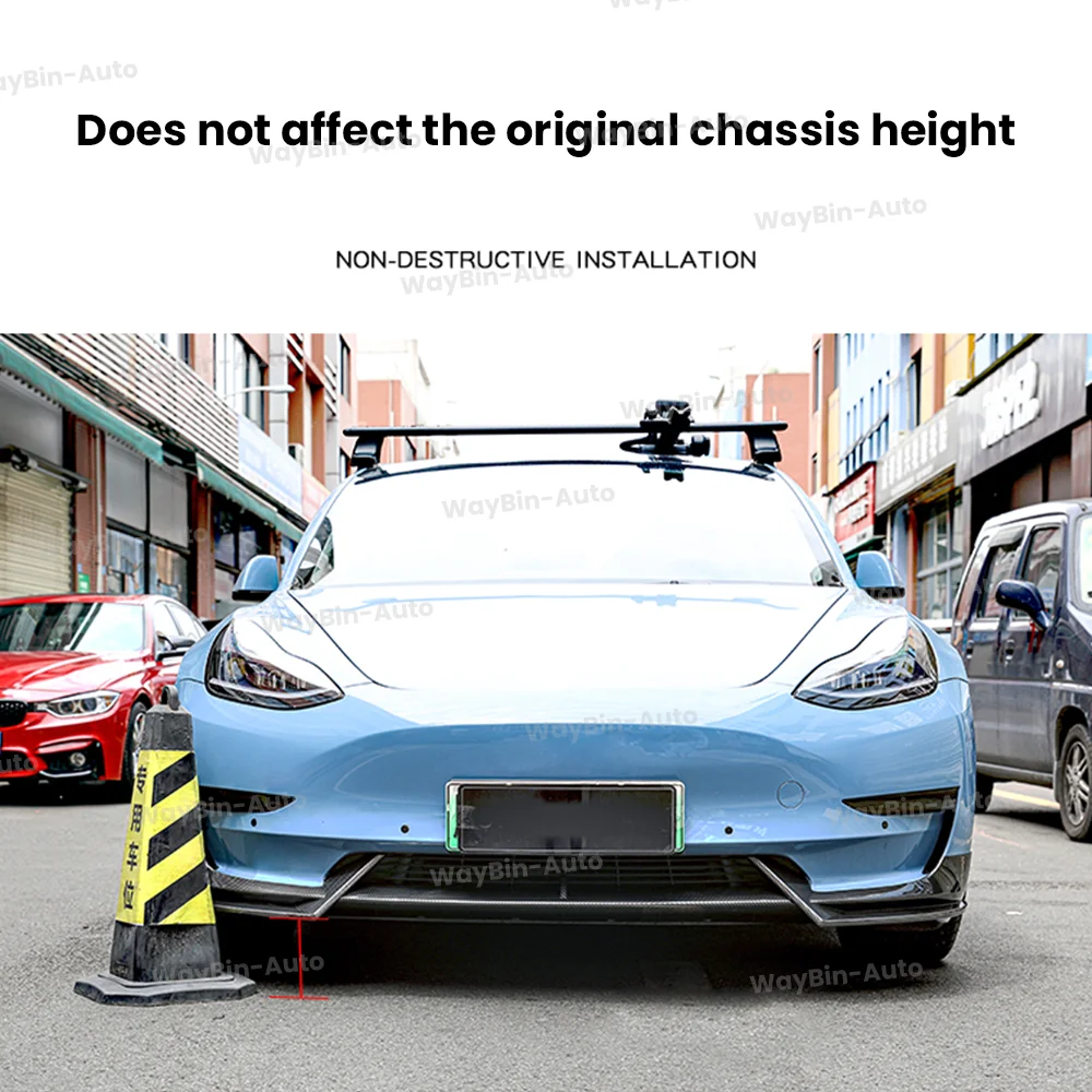 Model 3 Y AD Body Kit For Tesla Model 3 Y 2017-2023 Front Lip Glossy Black Sport Bumper Spoiler Model 3 Model Y Auto Accessories