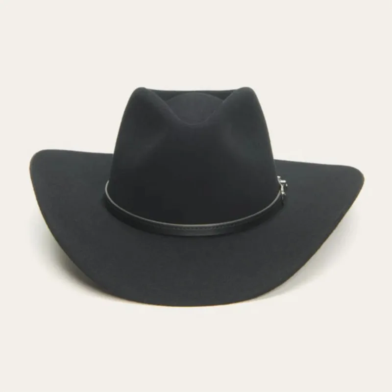 style felt hat solid color leather decorated pure top