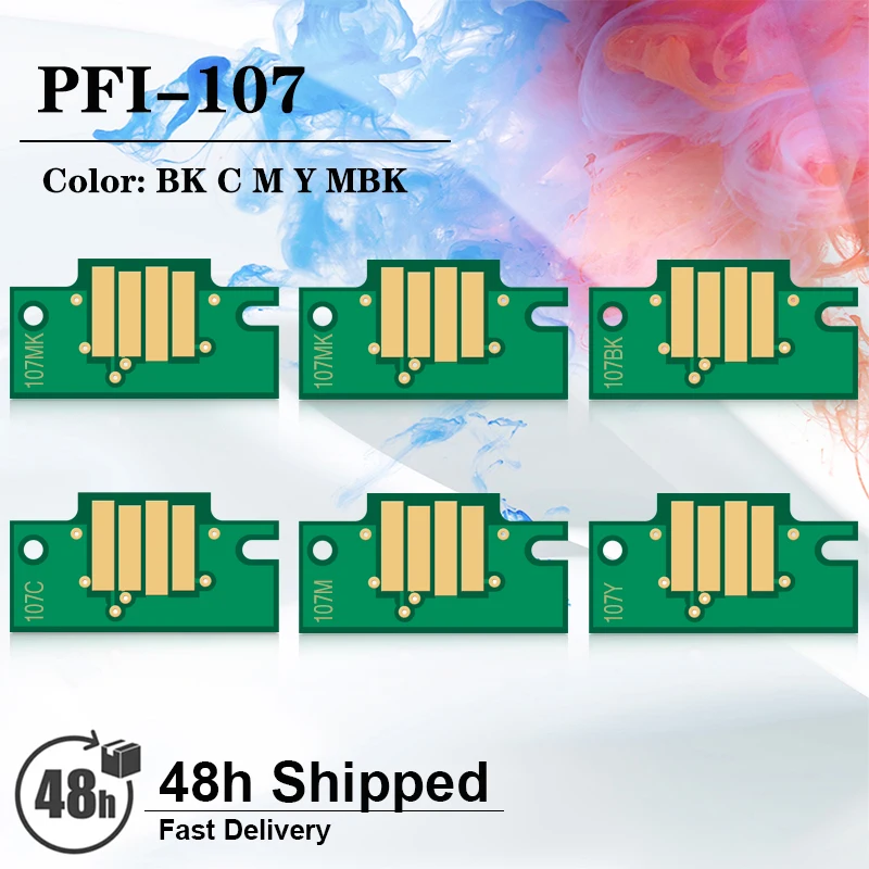 PFI107 PFI 107 Cartridge Chip untuk Canon IPF670 IPF680 IPF685 IPF770 IPF780 IPF785 Tinta Printer Cartridge Penggantian Chip PFI-107