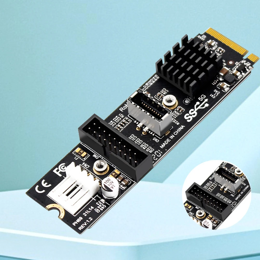 

Адаптер M.2 PCIe к USB, преобразователь карты расширения TYPE C + 19/20PIN M.2 NVMe M-Key к USB3.1, 5 Гбит/с, разъем на передней панели 5 ГБ