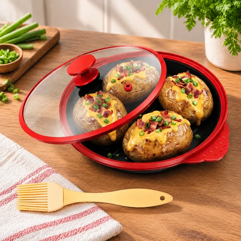 High-Volume Nonstick Grill Pan with Cover for Microwave Cooking and Easy Frying