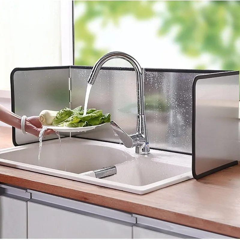 Galvanized Kitchen Splashback Guard Stove Oil Splash Shield Gas Cooker Anti-Grease Protective Board Heat Resistant Stovetop