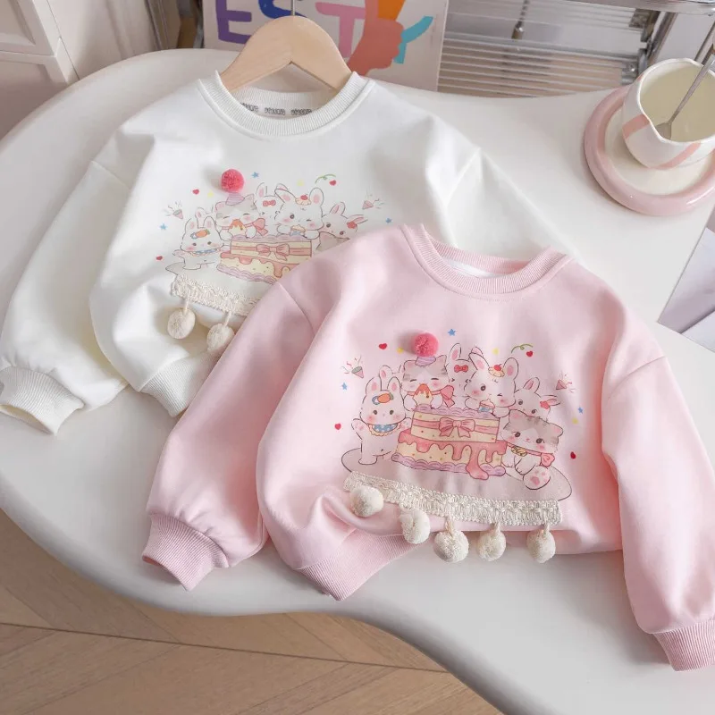 Autumn Winter Girls Sweatshirts Long Sleeve Sweater for Kids Cartoon Cat Children Pullovers Toddler Outerwear Baby Outfits