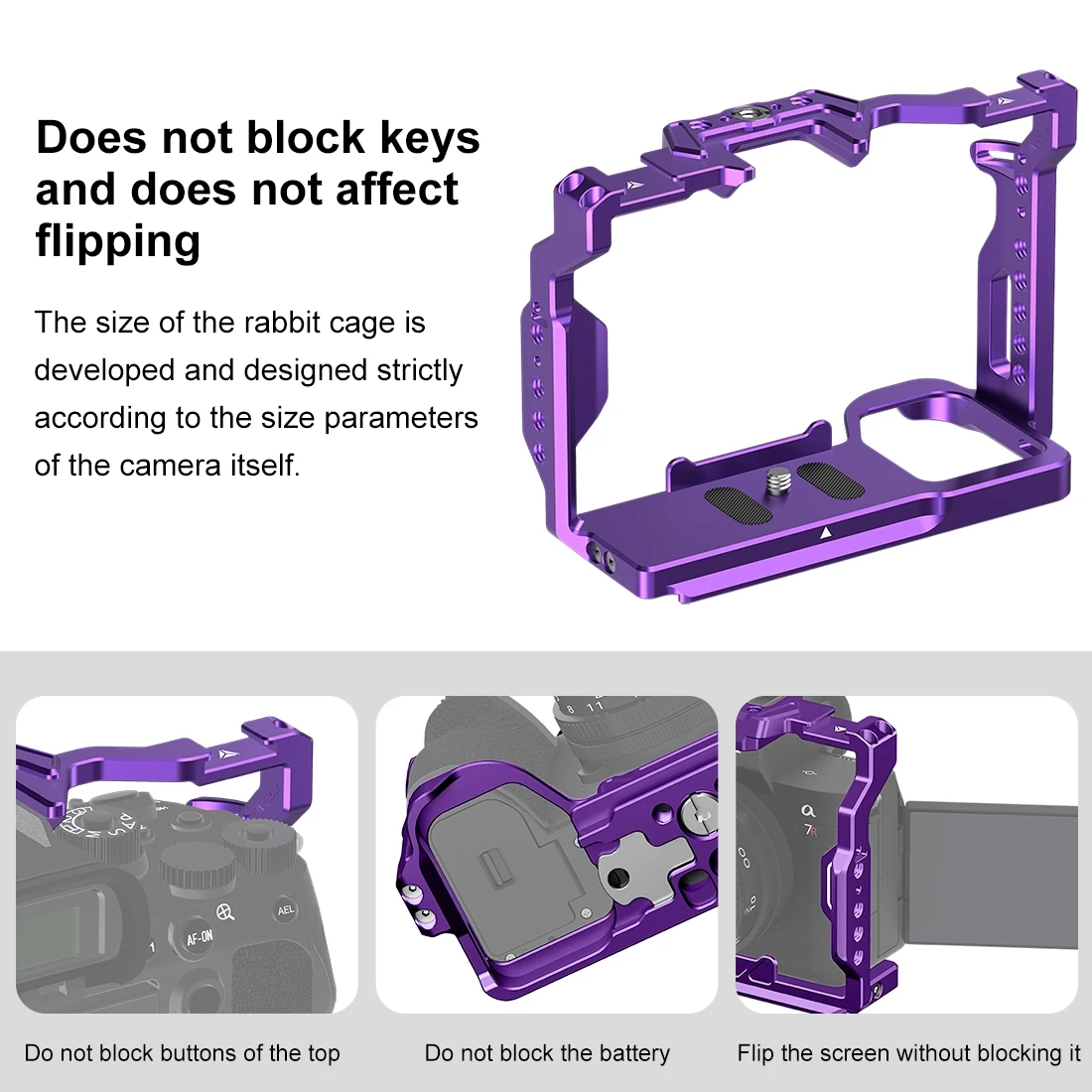 PULUZ for Sony Alpha 7R V A7R5/ Alpha A7 IV A7M4 Aluminum Metal Camera Cage Kit Stabilizer Rig with 1 Top Handle & 2 Side Handle