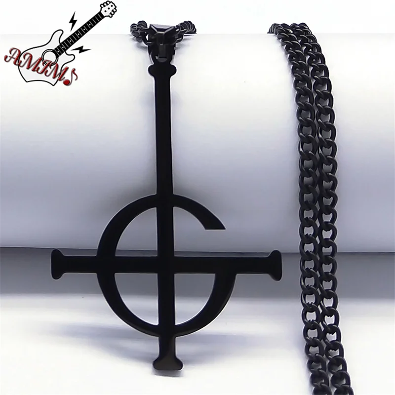 Ghost BC Nameless Anhänger Halskette für Frauen Männer Edelstahl Schwarz Ghoul Band Papa Emeritus Symbol Kette Schmuck N643S06 – Detail 4