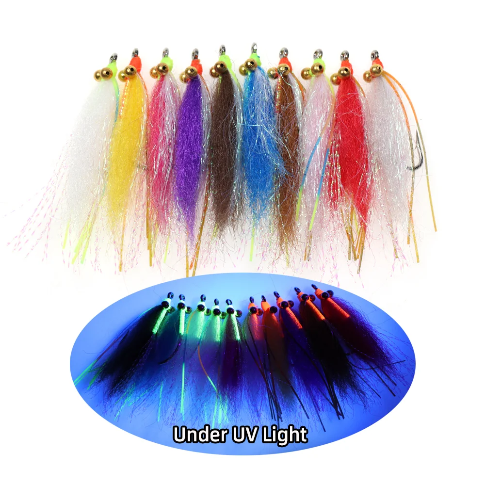 10 Stück # 4 # 2 1/0 2/0 Kettenperlen-Auge Crazy Charlie Fly Bonefish Permit Tarpon Forelle Barsch Salzwasser Streamer Angelköder – Detail 5