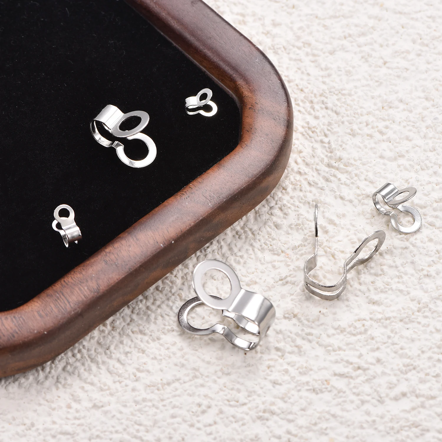 30 Stück/Set Edelstahl-Kugelketten-Verbinder Verschlüsse Crimp-Endkappen Schnallen für DIY-Halsketten und Schmuckherstellung – Detail 4