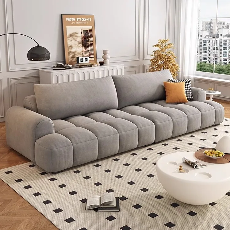 Sofá de tela de malvavisco personalizable, sala de estar sencilla y moderna, unidad pequeña, sofá de nube de tela con agarre de gato de viento crema