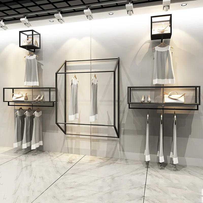 

Clothing display rack Floor iron art hanger clothing store shelf floor hanger